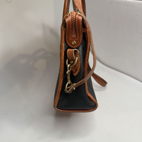 Dooney & Bourke Vintage AWL Satchel Black Pebble Brown Trim Model A5 085771 -GUC - Picture 4 of 16